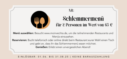 Schlemmerzeit-Gutschein Rückseite, Moin Vechta Schlemmermenü